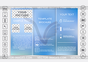 Tri-Fold Brochure mock up design. Blur background - vector image