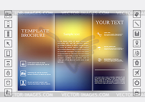 Tri-Fold Brochure mock up design. Blur background - vector image