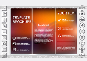 Tri-Fold Brochure mock up design. Blur background - vector image