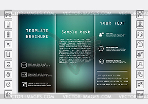 Tri-Fold Brochure mock up design. Blur background - vector image