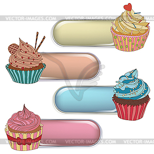 Price tag label with cupcake. Write text on top - vector clip art