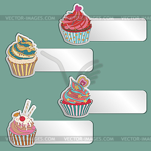 Price tag label with cupcake. Write text on top - vector clip art