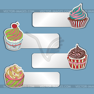 Price tag label with cupcake. Write text on top - vector image