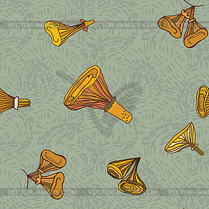 Seamless pattern of dchanterelle mushrooms - vector image