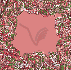 Abstract hand-drawn wave floral pattern - vector EPS clipart