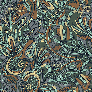 Abstract hand-drawn wave floral pattern - vector clipart