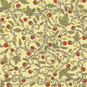 Strawberry pattern. Seamless texture with - vector image