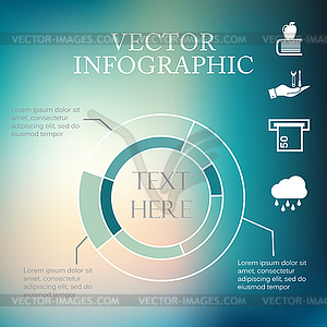 Infographic pie charts over colorful blurred - royalty-free vector clipart