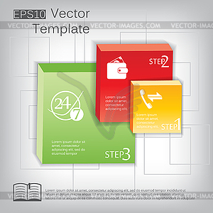 3d square plastic glossy element for infographic - vector clipart / vector image