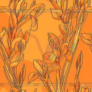 Seamless orange irises - vector clipart / vector image