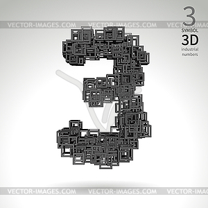 Промышленные номер алфавит - символ 3. Векторный дизайн. - векторное изображение EPS