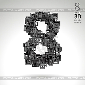 Industrial number alphabet - symbol 8. Vector design. - vector EPS clipart