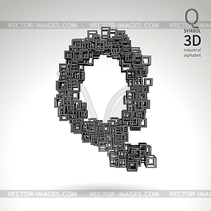 Vector abstract alphabet - symbol q - vector clipart