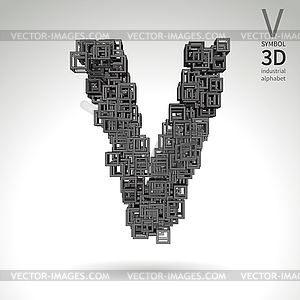 Vector abstract alphabet - symbol v - stock vector clipart