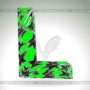 Алфавит зеленый драгоценный камень символом L - иллюстрация в векторном формате