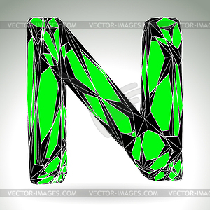 Alphabet green gem symbol n - color vector clipart