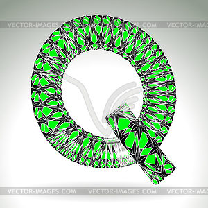 Алфавит зеленый драгоценный камень символом Q - клипарт в векторном формате