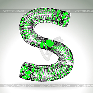 Alphabet green gem symbol s - vector image