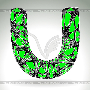 Alphabet green gem symbol u - vector clipart