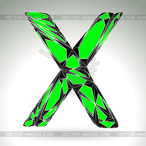 Alphabet green gem symbol x - vector clipart
