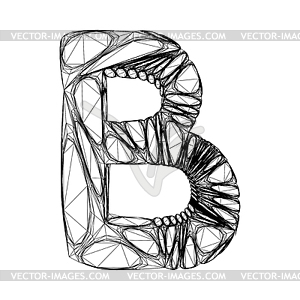 Linear alphabet symbol b - vector image