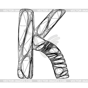 Linear alphabet symbol k - vector clip art