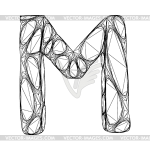 Linear alphabet symbol m - white & black vector clipart