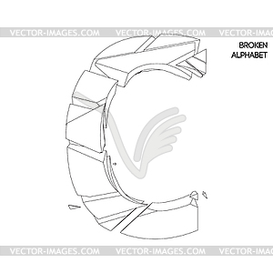 Broken alphabet letter c - vector clip art