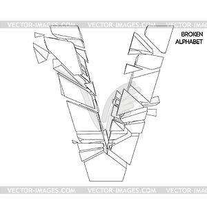 Broken alphabet letter v - vector clip art