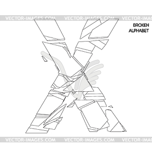 Broken alphabet letter x - vector image