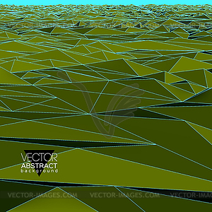 Vector abstract landscape, green polygons - vector clip art