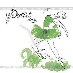 Ballet Dancer, drawing in watercolor style - vector image