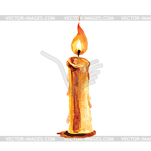 Burning candle in watercolor style - vector clipart