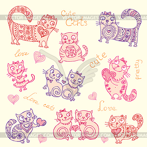 Background with different cute animals,objects - vector clip art