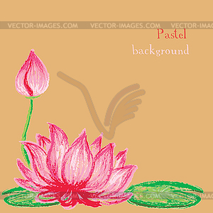 Handmade drawing pastel chalks lotus flower - vector clipart