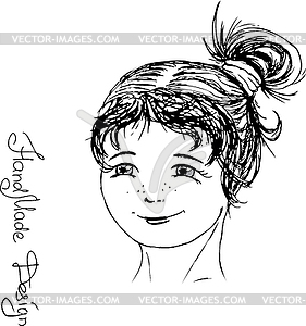 Girl face painted by hand, - vector EPS clipart