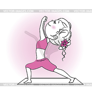 Young girl doing yoga exercise - vector image