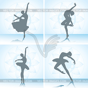 Set of ballet dancers silhouettes.  - royalty-free vector clipart