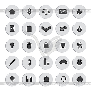 Black business web icons set - vector clipart
