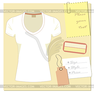 White t-shirt design, with label - vector clipart