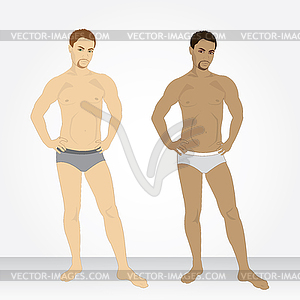 Young man in his underwear in full growth - vector clip art