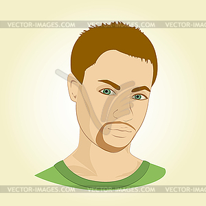 Face of young man,  - vector clipart / vector image