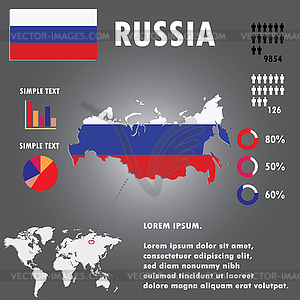 Россия Страна Инфографика Шаблон - векторный клипарт / векторное изображение