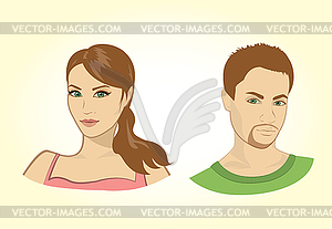 Красивый молодой мужчина и женщина в нижнем белье на белом - векторное изображение EPS