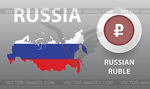 Map of Russia, button with cu - vector image