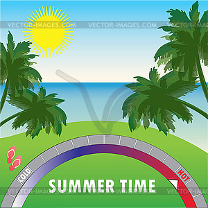 Summer background with palm trees and sea and - vector image