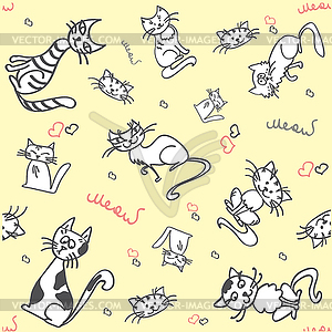Seamless cat pattern,  - vector clip art