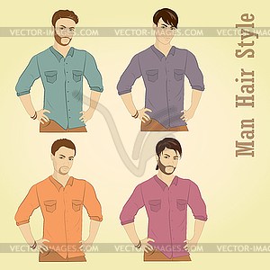 Handsome young man with different hairstyle and - vector clipart