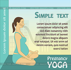 Pregnant woman sitting in lotus position against - vector clip art