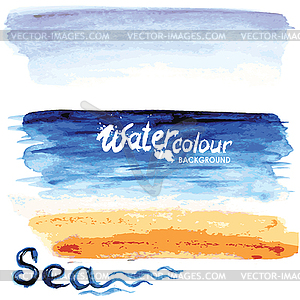 Seascape, watercolor style, - vector image